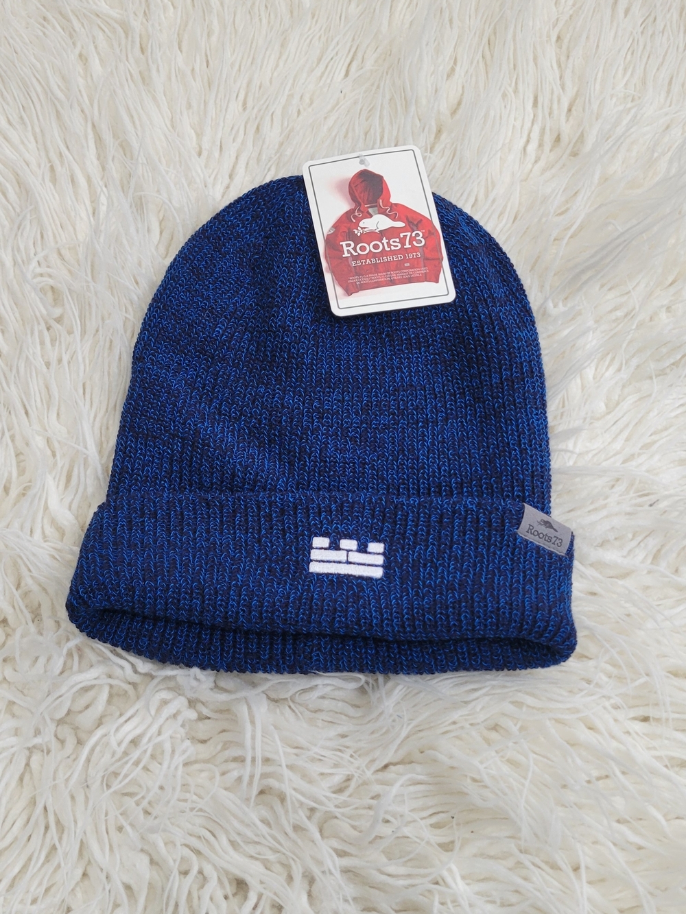 Roots unisex Navy and Royal Blue Knit Beanie